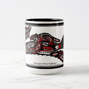Taza Bicolor "HAIDA SPIRIT MUG" Otter Art nativo americano
