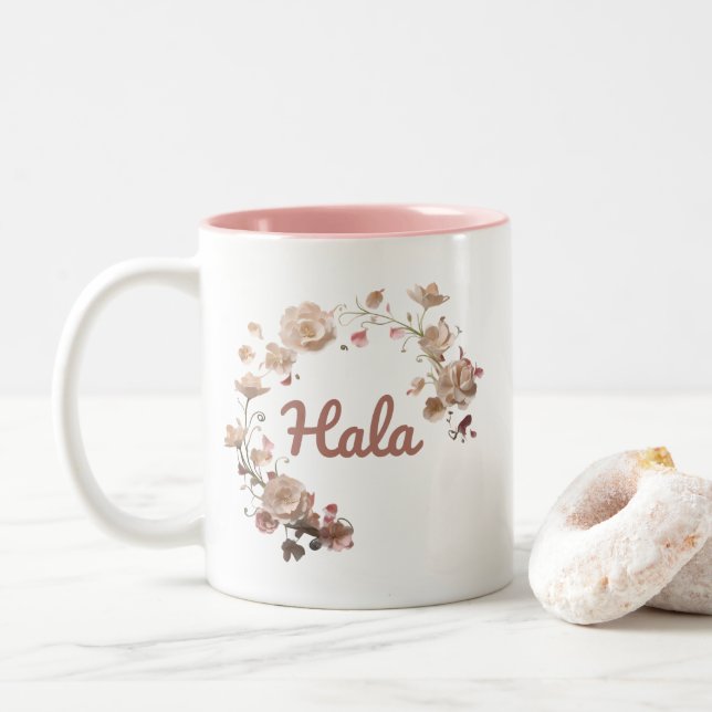 Taza Bicolor Hala Floral Mug (Con donut)