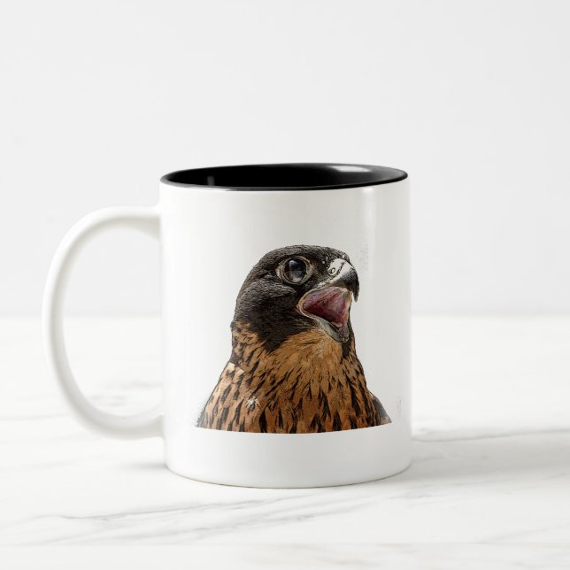 Taza Bicolor Halcón de peregrino personalizado (Izquierda)