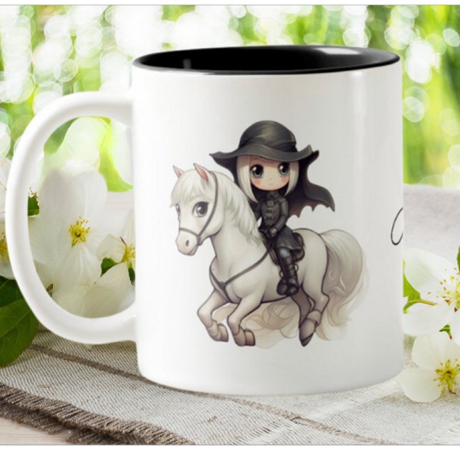 Taza Bicolor Halloween Caballo de Brujas Cuto Personalizado (Subido por el creador)