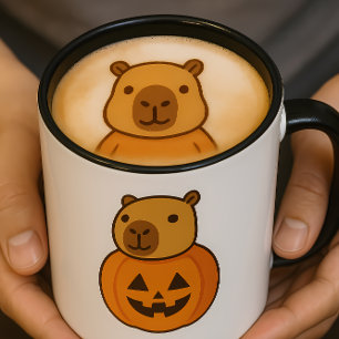 Taza Bicolor Halloween Capybara Mug Funny Spooky Coffee Cup