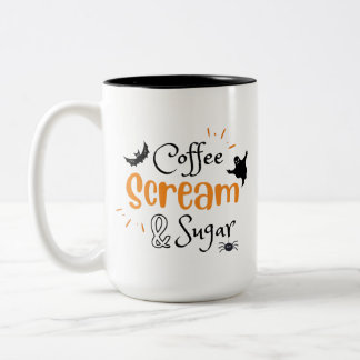 Taza Bicolor Halloween con crema de café y azúcar