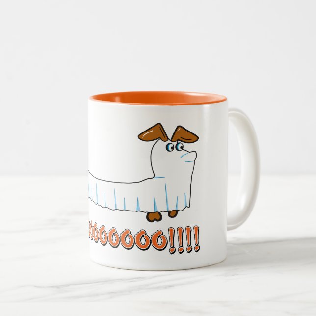 Taza Bicolor Halloween Dachshund - BOO (Anverso derecho)