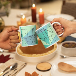 Taza Bicolor Halloween de diseño geométrico de leche de calabaz