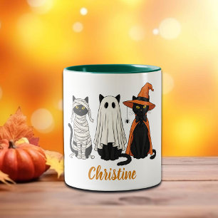 Taza Bicolor Halloween de los gatos negros