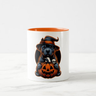 Taza Bicolor Halloween de perros - Bruja de Pitbull
