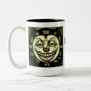 Taza Bicolor Halloween del Reloj del gato negro 13