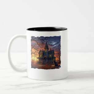 Taza Bicolor ¡Halloween es la casa embrujada con gato!
