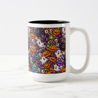 Taza Bicolor Halloween espeluznante y colorido