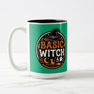 Taza Bicolor Halloween: gato negro y fantasma – Bruja Básica.