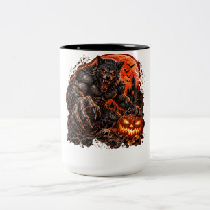 Taza Bicolor Halloween Hombre Lobo: Lobo Hombre Terrible en la