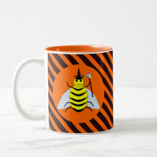 Taza Bicolor Halloween Magic Bee Witch Naranja y Black Stripes