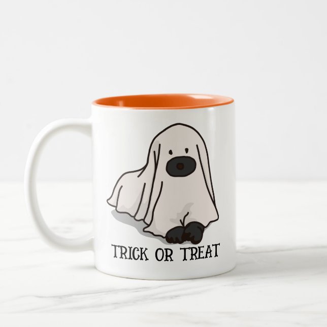 Taza Bicolor Halloween Personalizado Whimsical Gracioso Perro N (Izquierda)