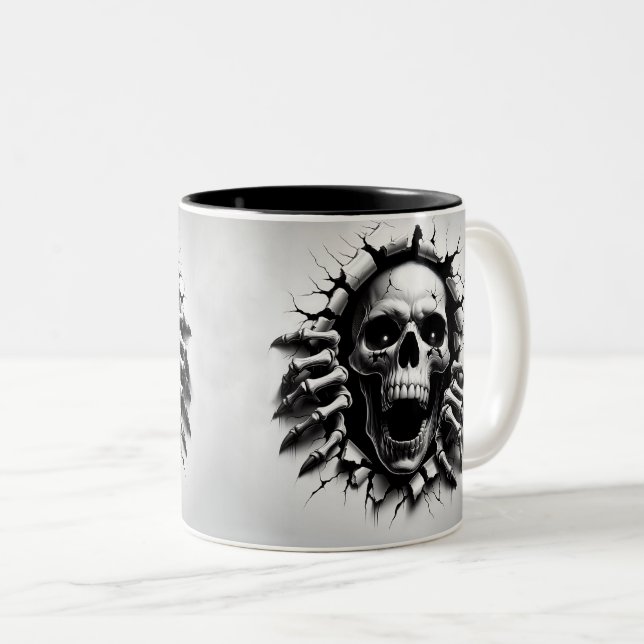 Taza Bicolor Halloween Skeleton 3D Mug (Anverso derecho)