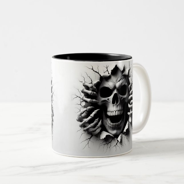 Taza Bicolor Halloween Skeleton 3D Mug (Anverso derecho)