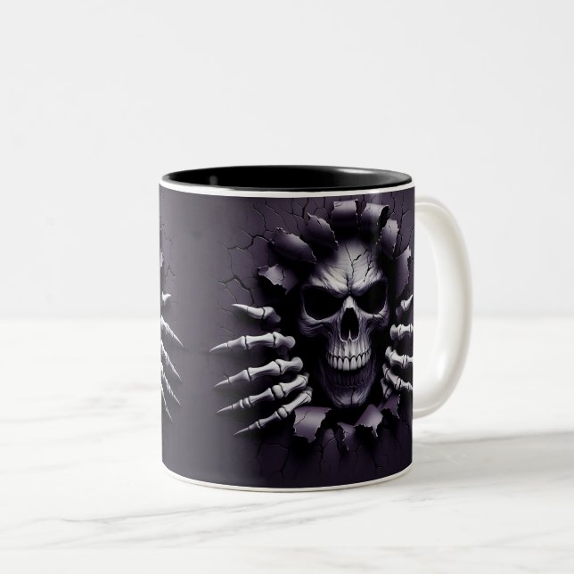 Taza Bicolor Halloween Skeleton 3D Mug (Anverso derecho)