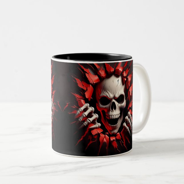 Taza Bicolor Halloween Skeleton 3D Mug (Anverso derecho)