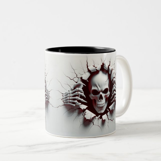 Taza Bicolor Halloween Skeleton 3D Mug (Anverso derecho)