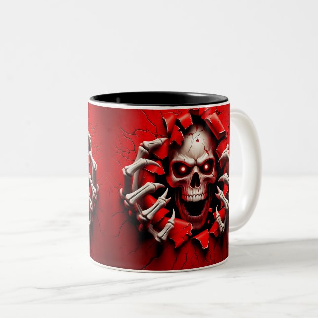 Taza Bicolor Halloween Skeleton 3D Mug (Anverso derecho)
