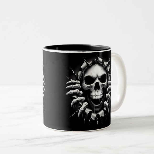 Taza Bicolor Halloween Skeleton 3D Mug (Anverso derecho)