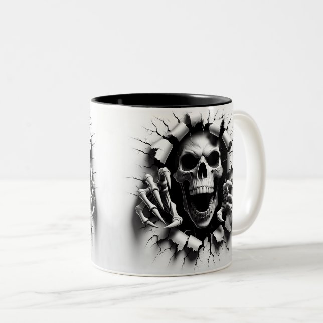 Taza Bicolor Halloween Skeleton 3D Mug (Anverso derecho)
