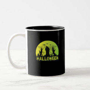 Taza Bicolor Halloween-spooky-witch-mono-cráneo-negro-divertido