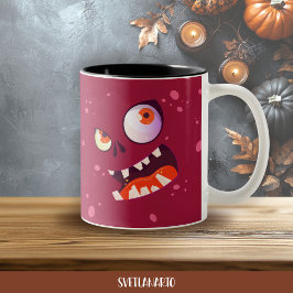 Taza Bicolor Halloween Wacky Purple Monster Coffee Mug
