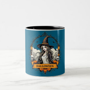 Taza Bicolor Halloween Witch & Pumpkins Classic Coffee Mug - Sp