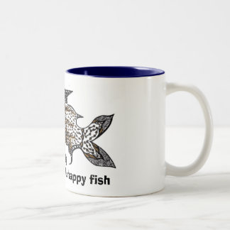 Taza Bicolor hambriento de pescado feliz