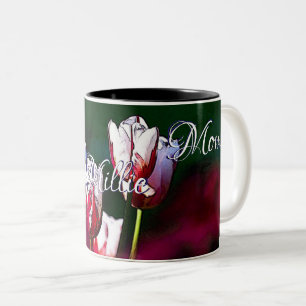 Taza Bicolor HAMbWG - Café Mug - Tulipanes blancos y cerezos