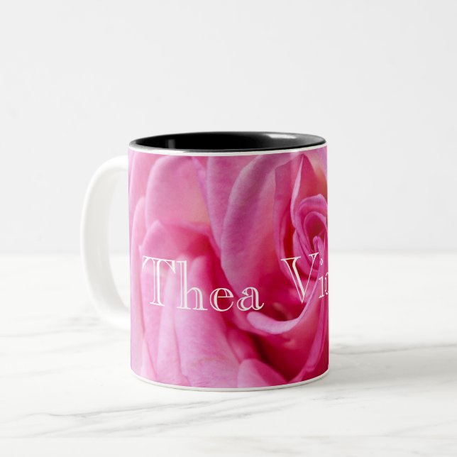 Taza Bicolor HAMbyWG - Café Mug - Rosa rosada con nombre (Anverso izquierdo)