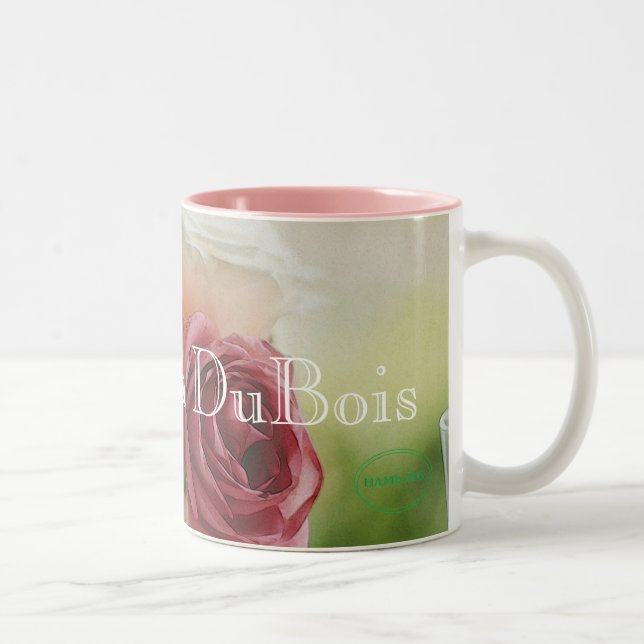 Taza Bicolor HAMbyWG - Café Mug - Rosas acuarelas con nombre (Derecha)