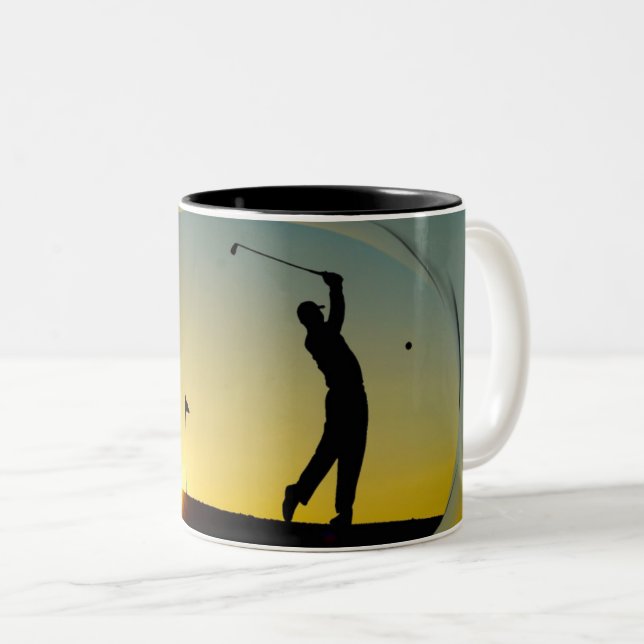 Taza Bicolor HAMbyWG - Mug-Golfer personalizable al atardecer (Anverso derecho)