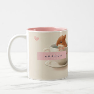 Taza Bicolor Hámster Adorable Personalizado en Patrón de Tacup