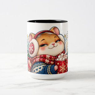 Taza Bicolor Hámster de Malvavisco y Ánimos de Cacao