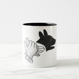 Taza Bicolor Hand Silhouette Dog