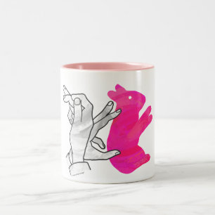 Taza Bicolor Hand Silhouette Rabbit Pink