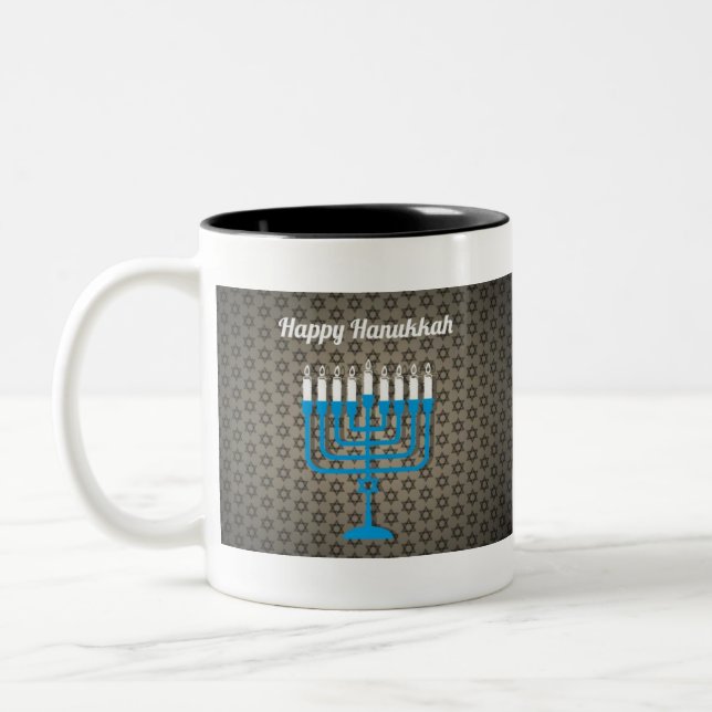 Taza Bicolor hanukkah feliz negro (Izquierda)