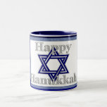 Taza Bicolor Hanukkah Star feliz de David Coffee/Tea Mug<br><div class="desc">Llena esto con pequeños caramelos y dale como regalo de Hanukkah... ... </div>