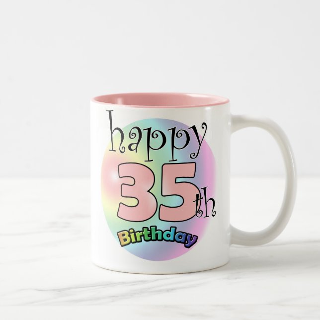 Taza Bicolor Happy 35th Birthday (roze) (Derecha)