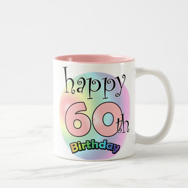 Taza Bicolor Happy 60th Birthday (roze) (Derecha)