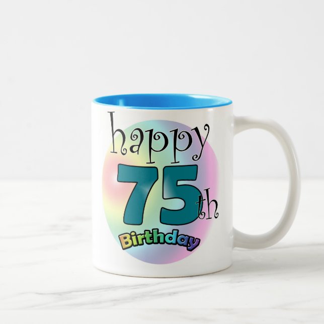 Taza Bicolor Happy 75th Birthday (blauw) (Derecha)