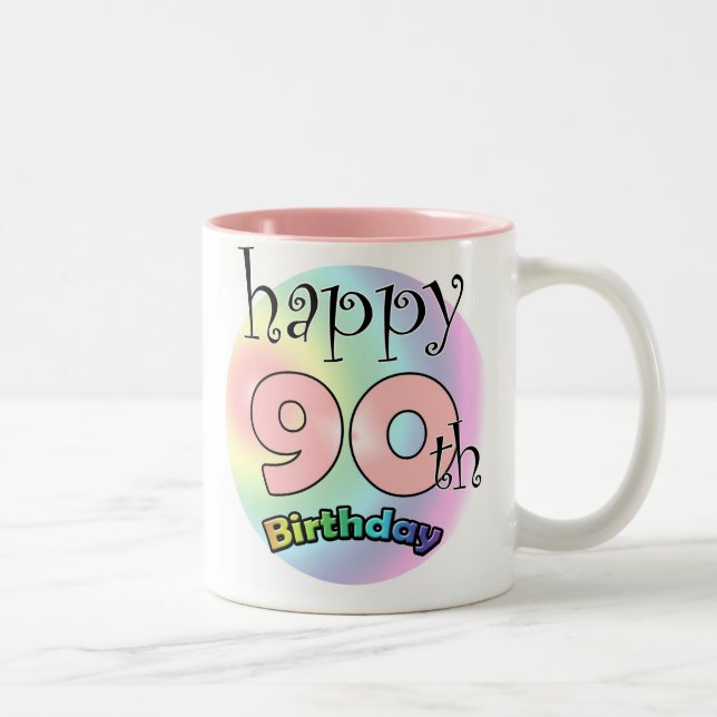 Taza Bicolor Happy 90th Birthday (roze) (Derecha)