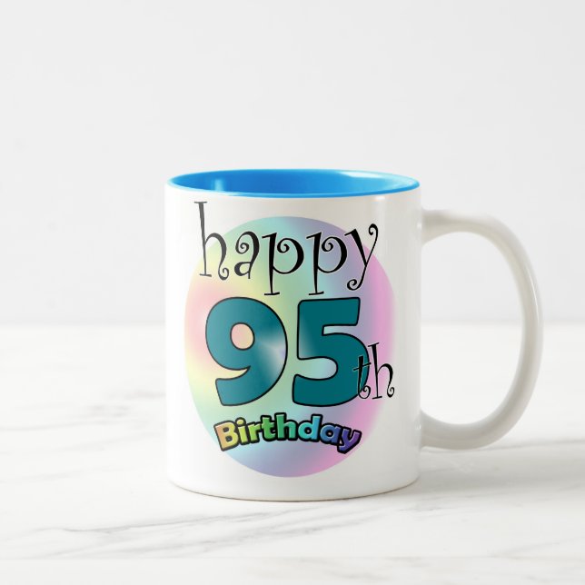 Taza Bicolor Happy 95th Birthday (blauw) (Derecha)