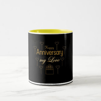 TAZA BICOLOR **HAPPY ANNIVERSARY** COFFEE MUG
