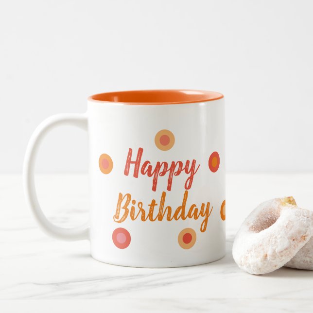 Taza Bicolor Happy Birthday Orange (Con donut)