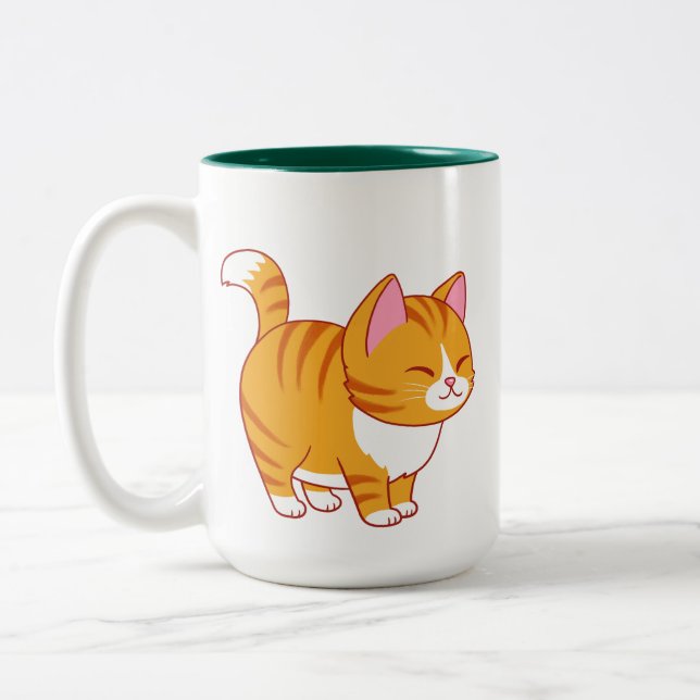 Taza Bicolor Happy Cat Naranja Tabby (Izquierda)