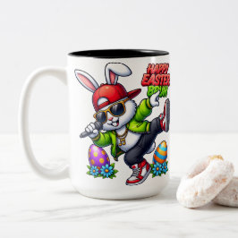 Taza Bicolor Happy Easter Bruh Cool Bunny Sunglasses Streetwear