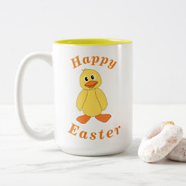 Taza Bicolor "Happy EASTER" (Feliz PASO) Naranja de pato amaril