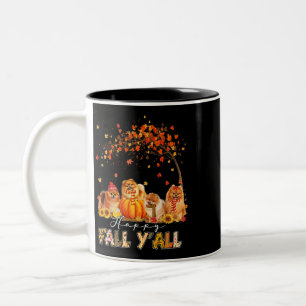 Taza Bicolor Happy Fall Yall Pomeranian Autumanian Lover Pumpki